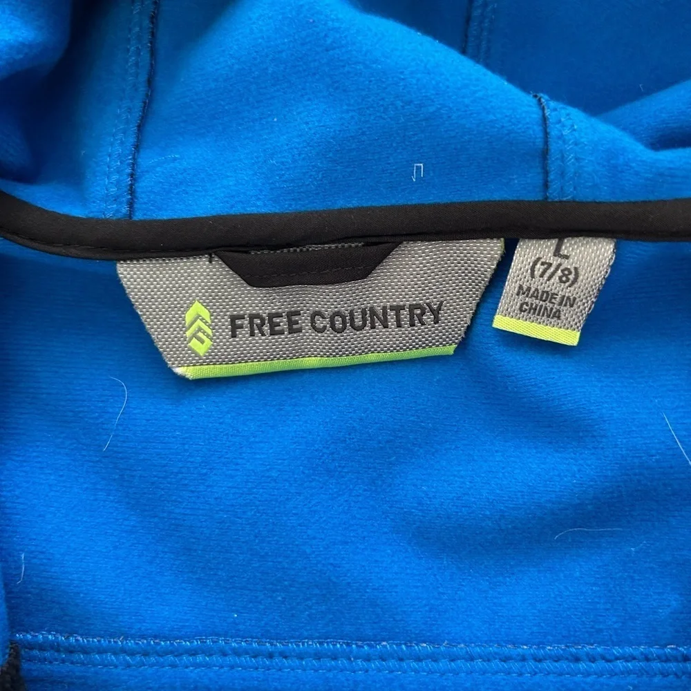 Free Country Black and Blue Patterned Performance Jacket w Hood Size L Youth